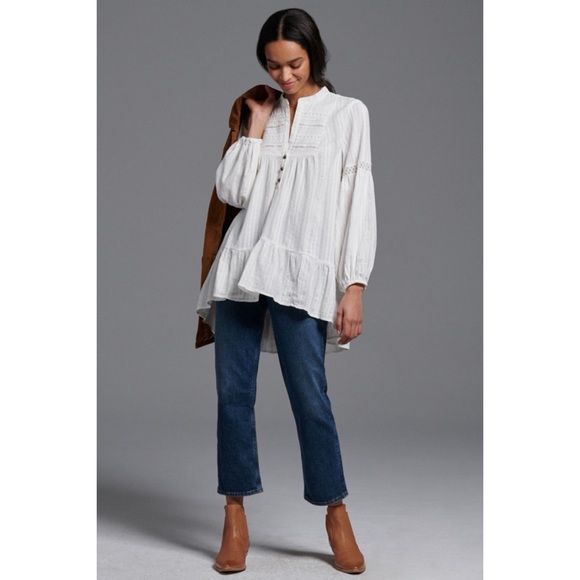 NWT Anthropologie Aimee Lace Tunic Blouse MP